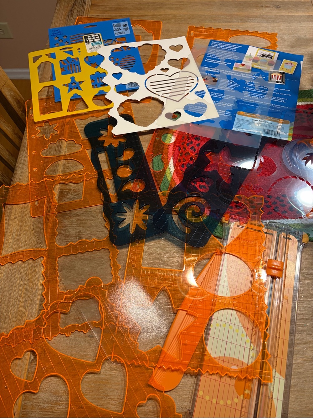 LOT of Fiskars stencils  and Template Set in binder, trimmer & cutters & blades
